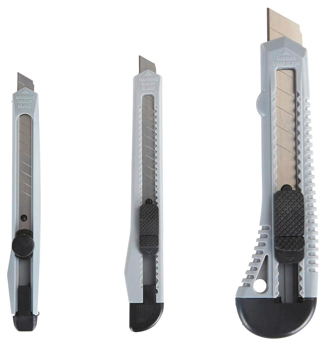 Cuttermesser-Set 3-Tlg. Abbrechklingen Kunststoff - KONVENTIONELL, Kunststoff/Metall