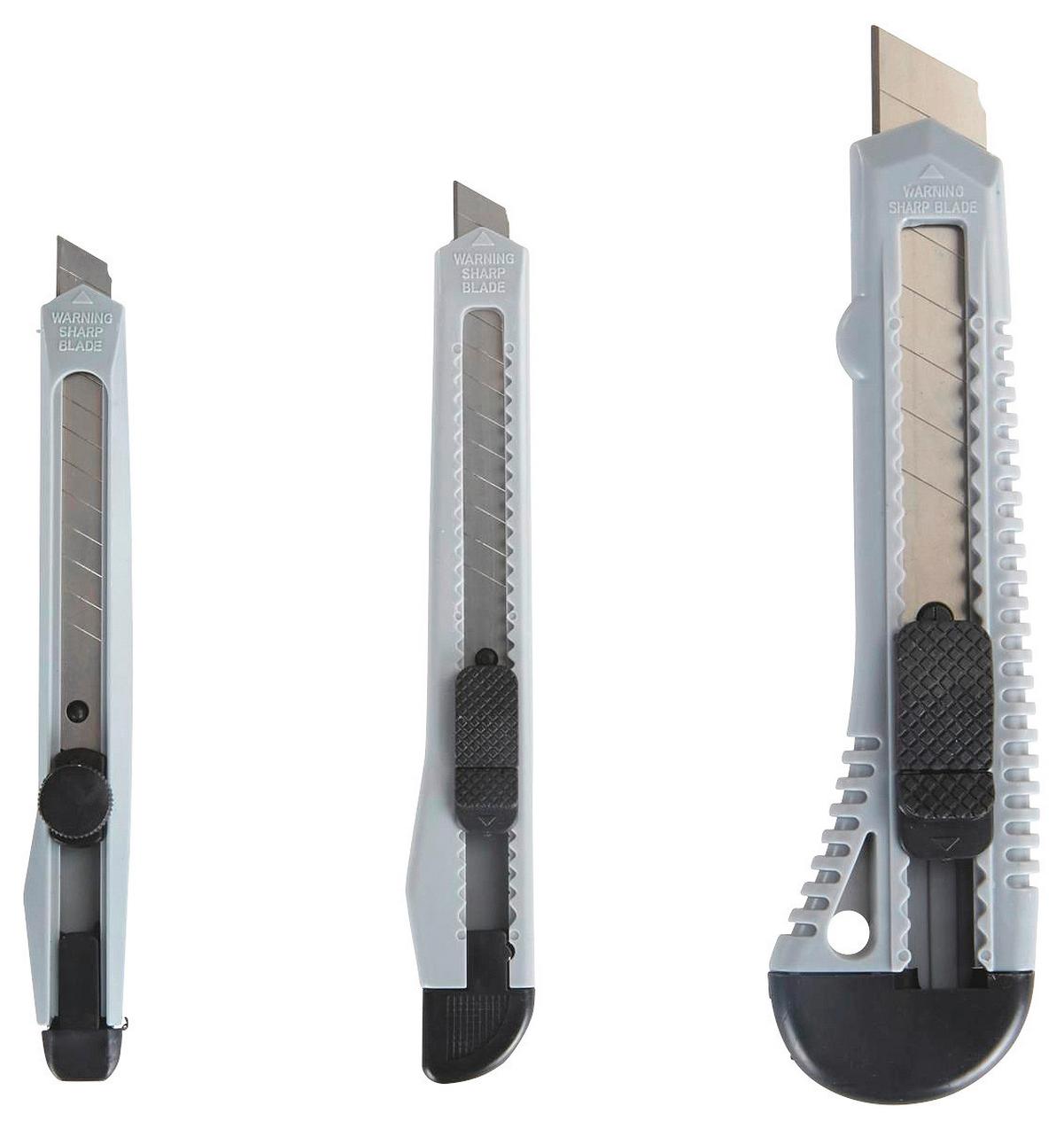 Cuttermesser-set 3-tlg. Abbrechklingen Kunststoff - KONVENTIONELL, Kunststoff/Metall