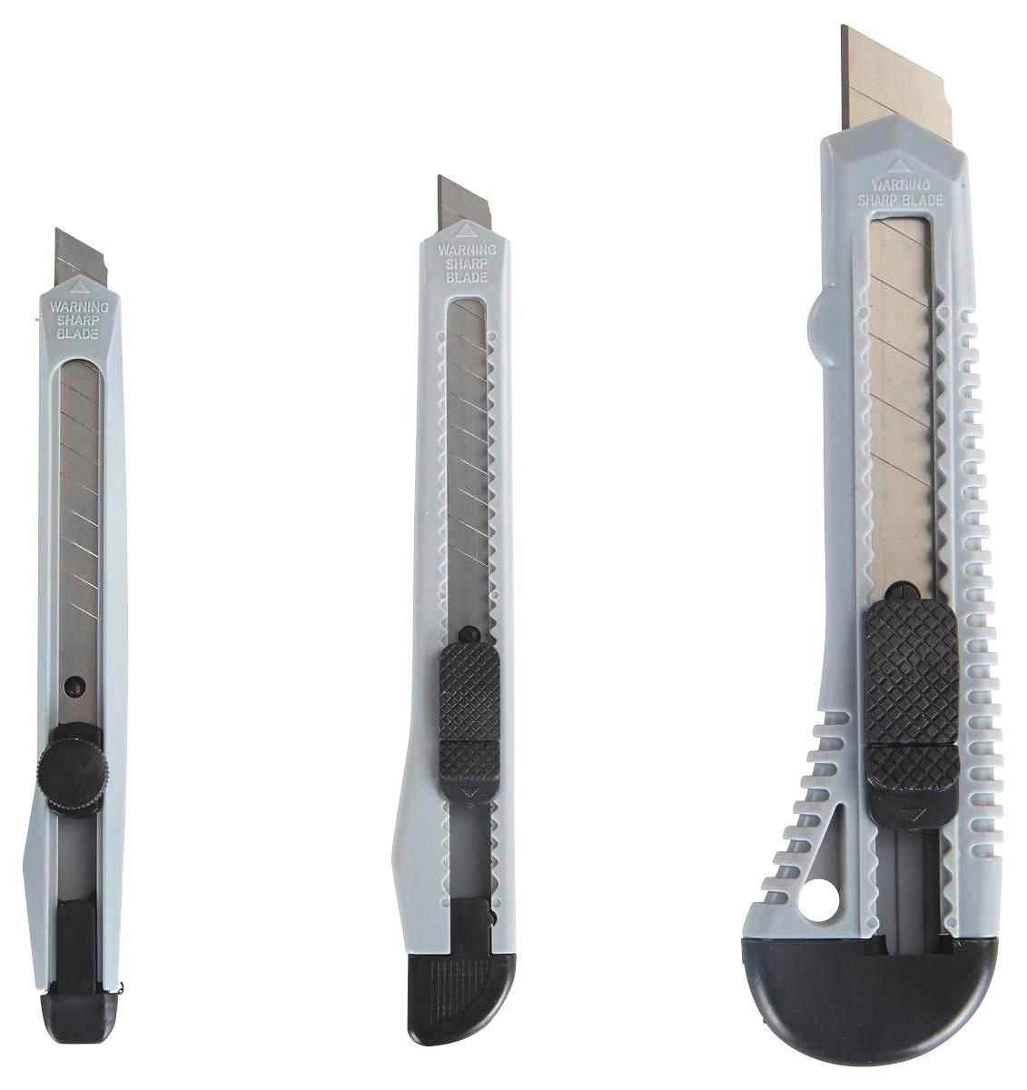 Cuttermesser-set 3-tlg. Abbrechklingen Kunststoff