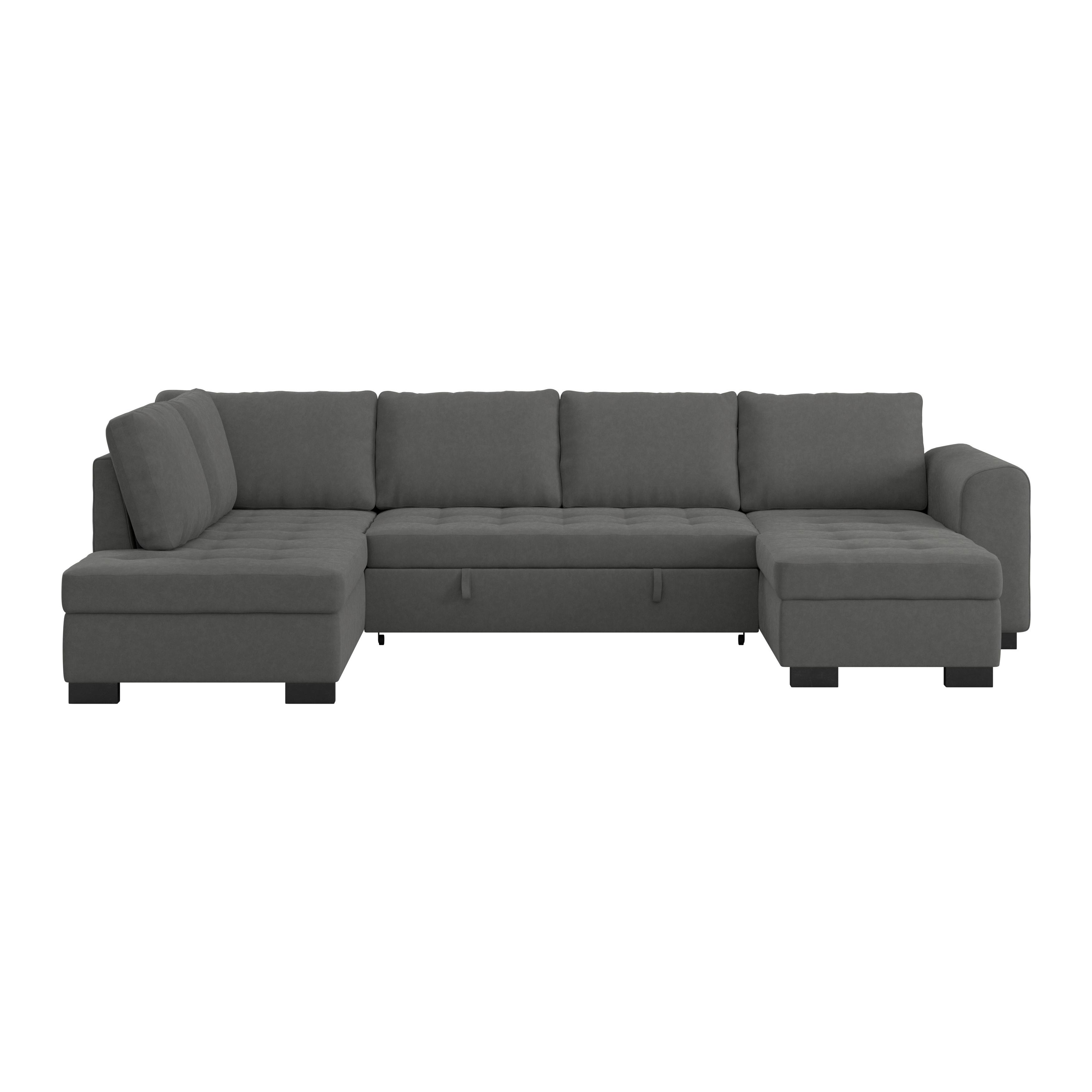 Rohová sedačka U MALTE, šedá - šedá/černá, Moderní, textil/plast (178/305/155cm) - Based