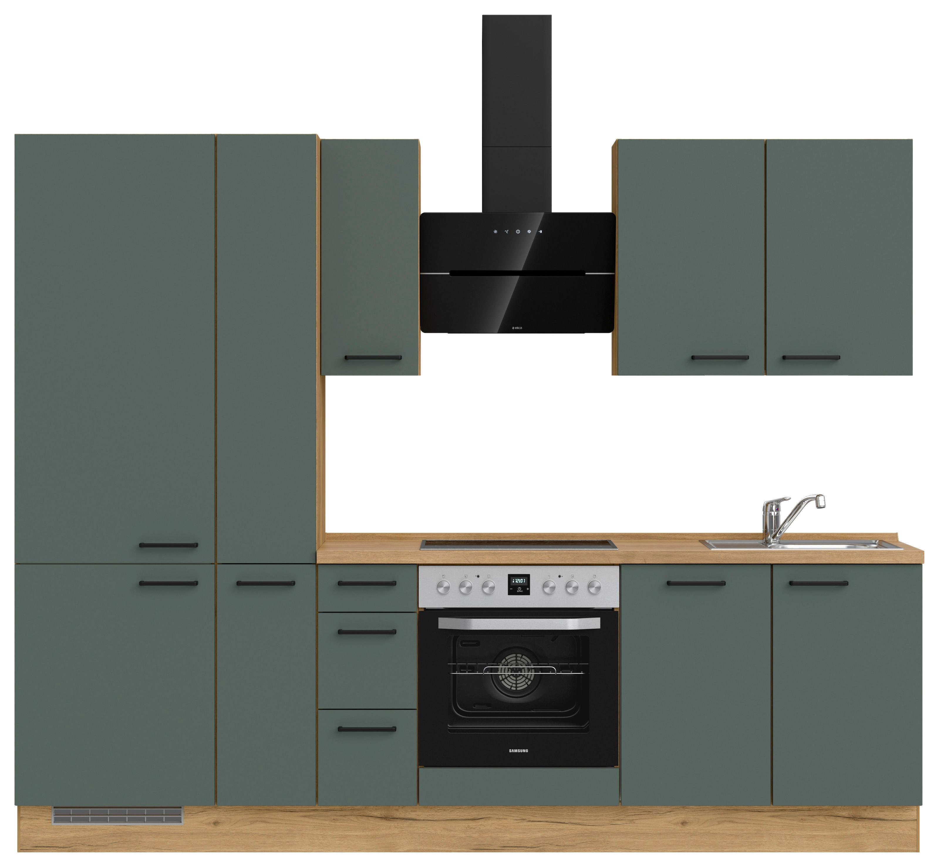 Küchenleerblock Easytouch High-Line, H3 Links - Dunkelgrün/Eichefarben, MODERN, Holzwerkstoff (270cm) - Nobilia