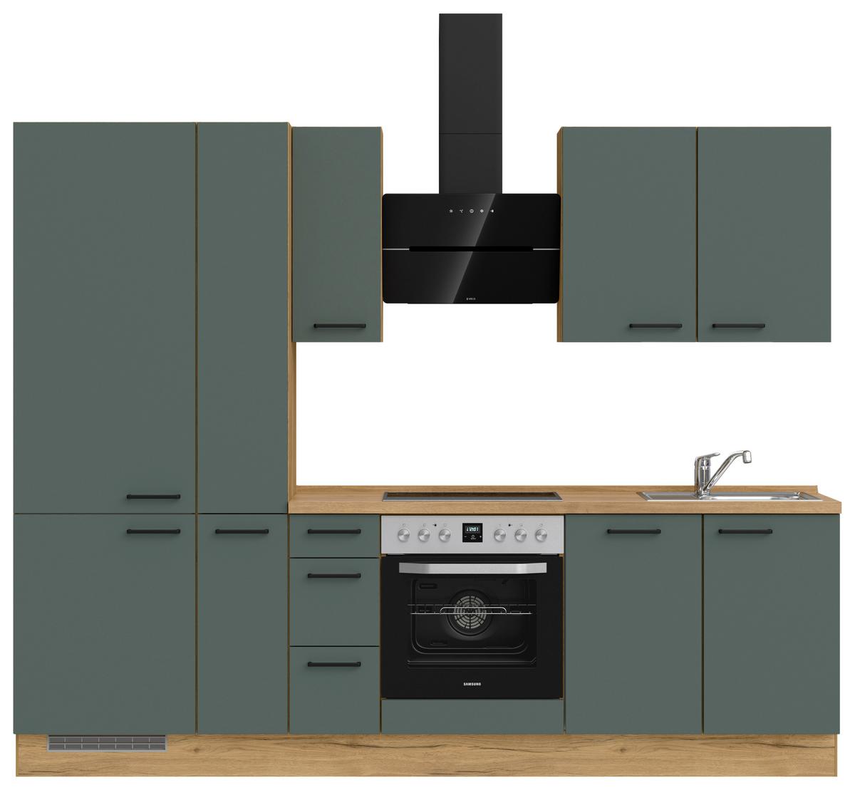 Küchenleerblock Easytouch High-Line, H3 Links - Dunkelgrün/Eichefarben, MODERN, Holzwerkstoff (270cm) - Nobilia