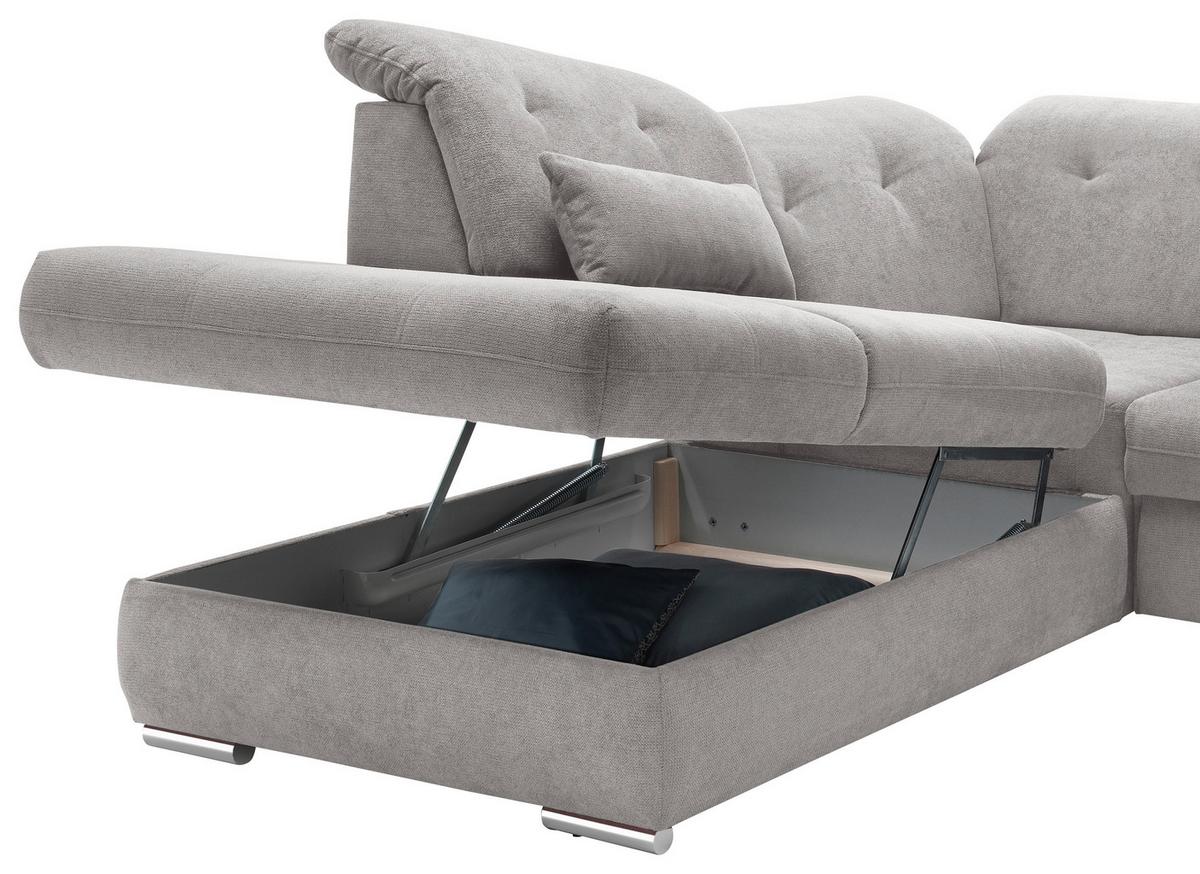 Ecksofa Dalida Grau S: 254x280 cm - Chromfarben/Grau, MODERN, Textil (254/280cm) - Livetastic