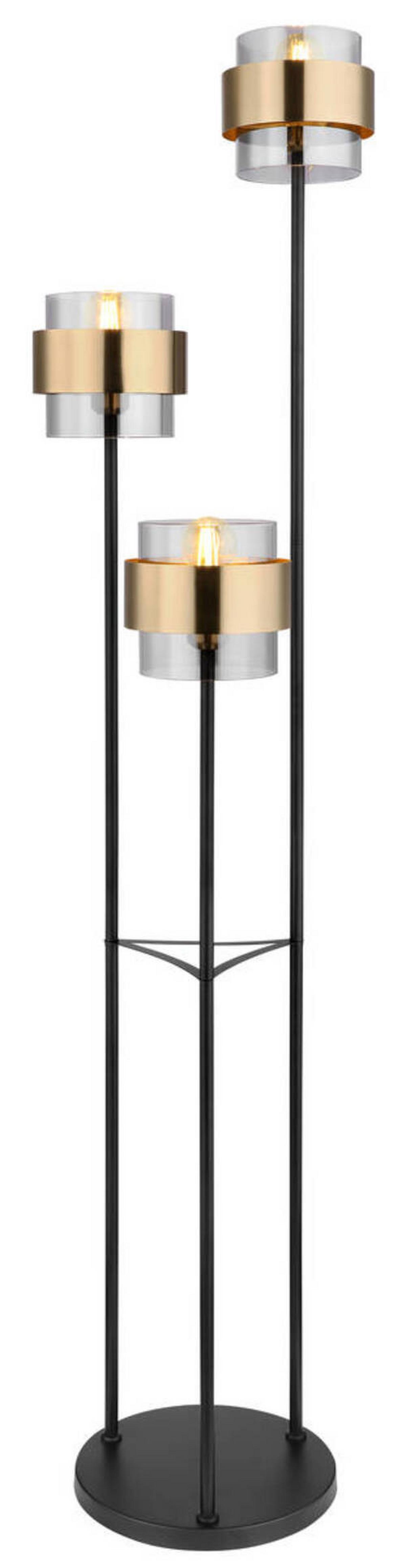 Állólámpa 15560s - sárgarézszínű/fekete, Design, üveg/fém (43/167cm)