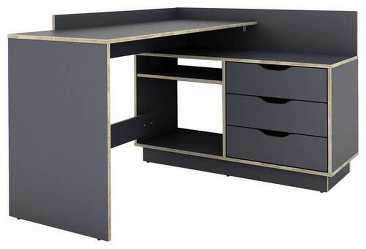 Eckschreibtisch Belfast Anthrazit B: 105 cm - Eichefarben/Anthrazit, LIFESTYLE, Holzwerkstoff (129/105/84cm) - MID.YOU
