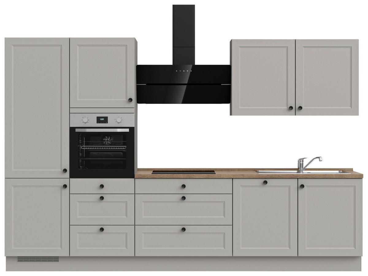 Kuchynská linka 330 cm, kamenná sivá supermatná - čierna/sivá, Modern, kov/kompozitné drevo (330cm) - Nobilia