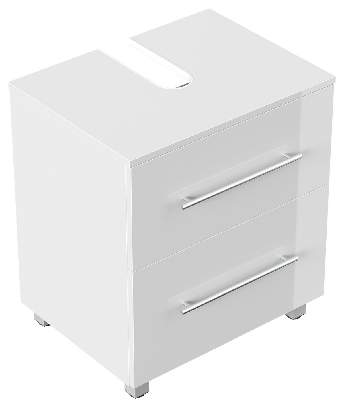 Waschbeckenunterschrank Mondial Weiß Hg B: 55 cm - Weiß Hochglanz, MODERN, Holzwerkstoff (55/63/41,6cm) - MID.YOU