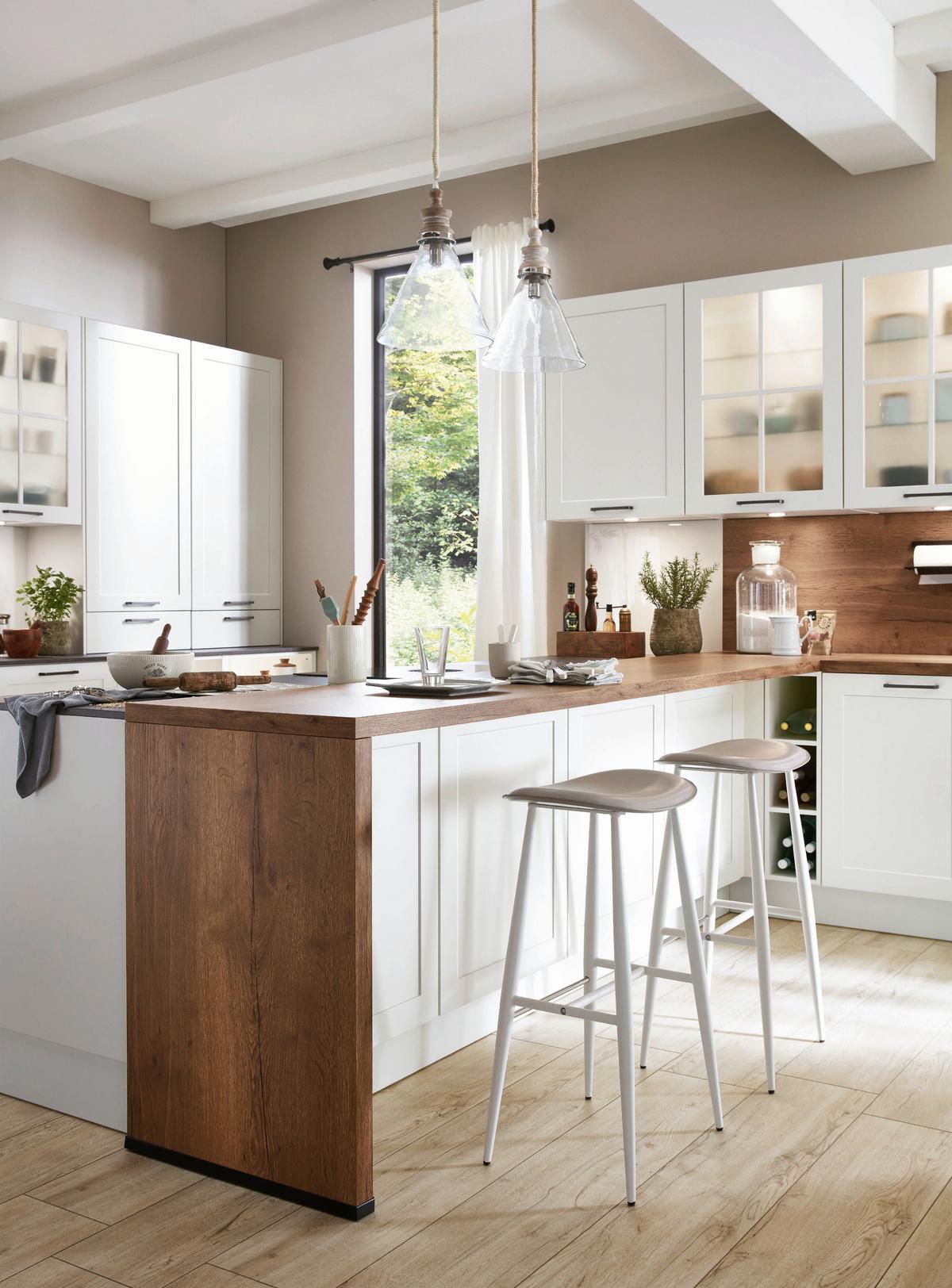 Einbauküche Neapel Frei Planbar Landhausstil - Eichefarben/Schwarz, MODERN, Holzwerkstoff - Vertico