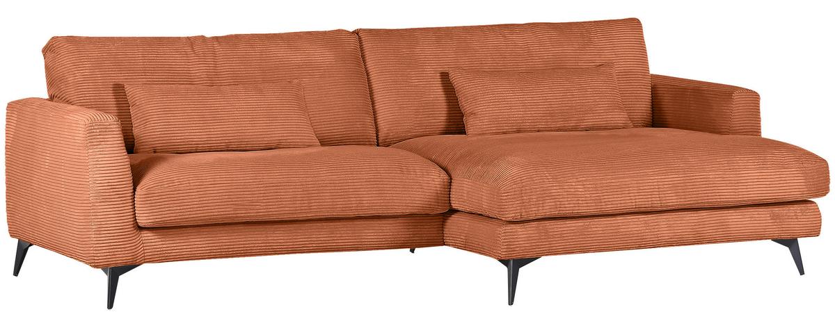 Ecksofa Macau Rostfarben S: 270x140 cm - Rostfarben/Schwarz, LIFESTYLE, Textil (270/140cm) - Livetastic