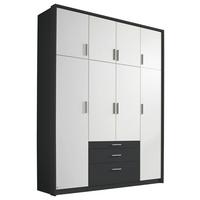 Drehtürenschrank Mit Laden 185cm Hildesheim, Weiß/grau - Weiß/Grau, Design, Holzwerkstoff (185/231/56cm) - Rauch Möbel