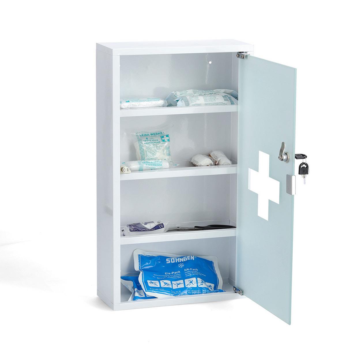 Medizinschrank Weiß B: 30 Cm - Weiß, Basics, Glas/Metall (30/60/12cm) - Zeller Present