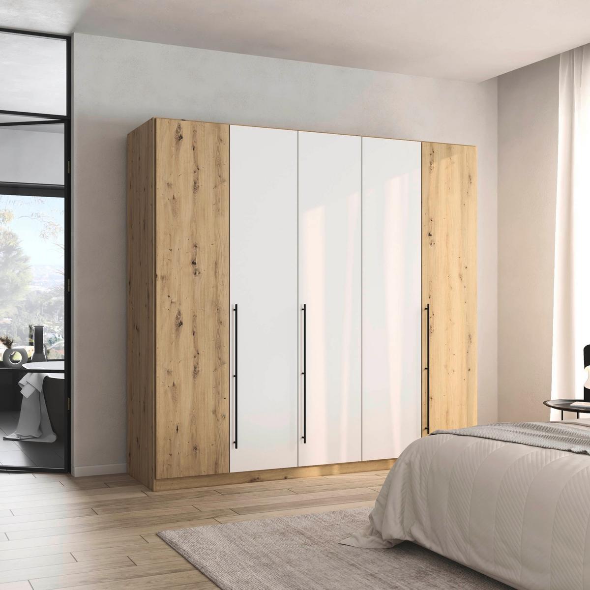 Skriňa s otočnými dverami SAFARI, šírka 226 cm - čierna/sivá, Konventionell, kov/kompozitné drevo (226/210/54cm) - Based