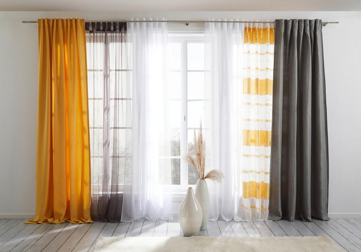 HOTOVÝ ZÁVES LEO, 135/255cm, žltá - žltá, textil (135/255cm) - Premium Living