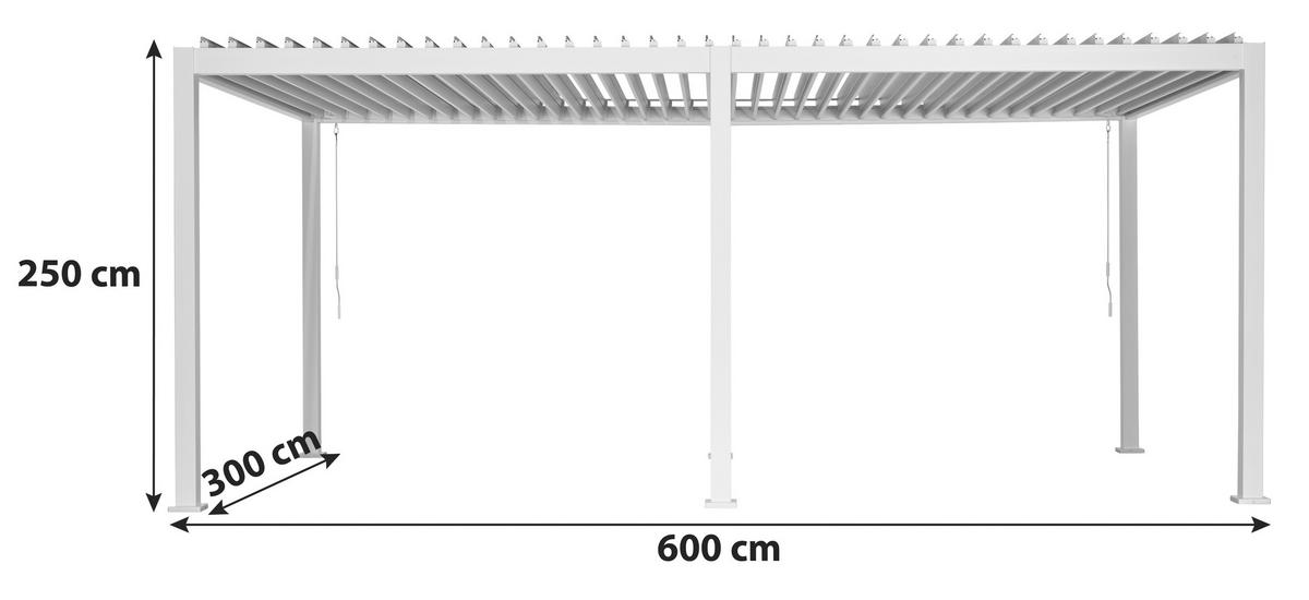Pergola Deluxe 600x300cm Weiss - Weiß, MODERN, Metall (600/250/300cm) - Gardenson