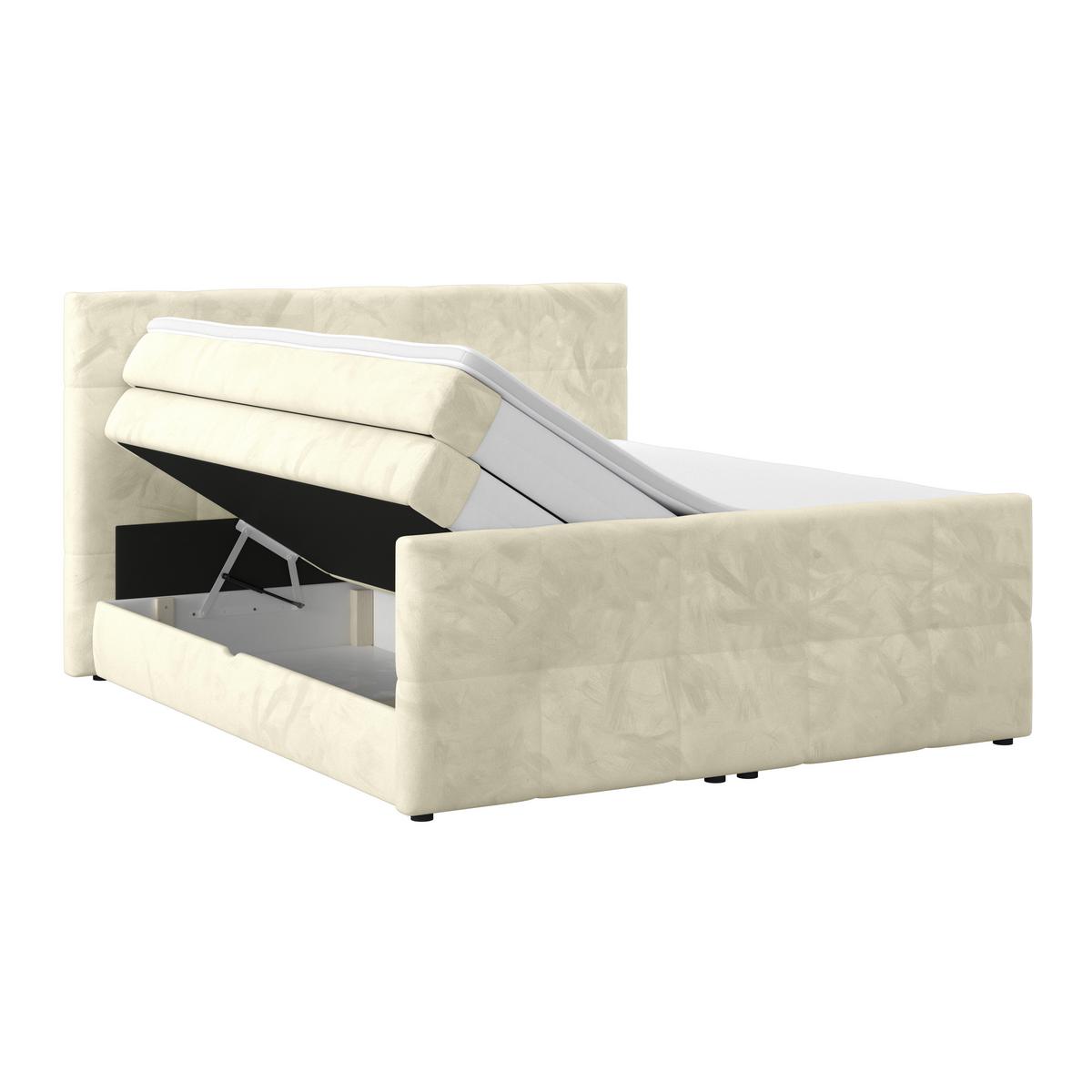 Boxspringbett mit Topper und Bettkasten 180x200 cm Medino - Champagner, KONVENTIONELL, Holz/Holzwerkstoff (180/200cm) - Luca Bessoni