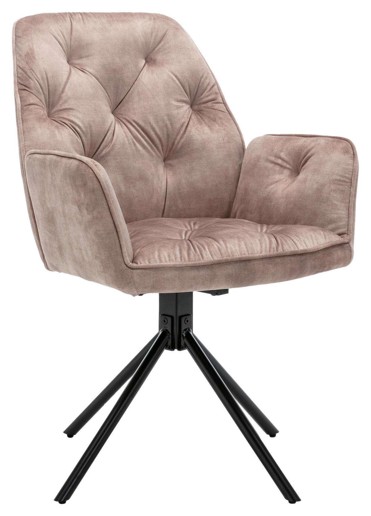 Esszimmerstuhl Sarina Beige/ Schwarz Gepolstert 2-Er Set - Beige/Schwarz, Basics, Textil/Metall (59,9/89/62cm) - MID.YOU