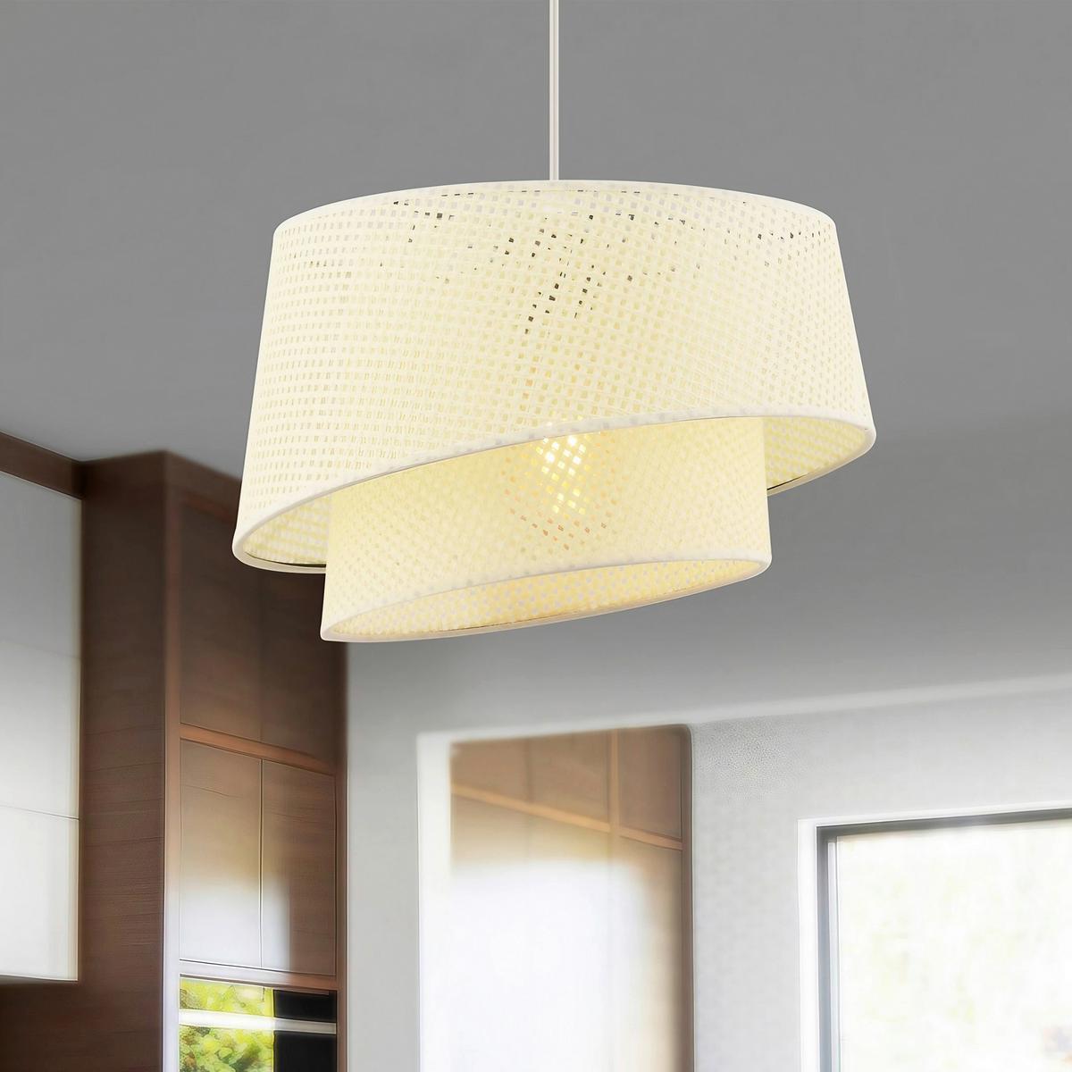 Hängeleuchte, E27 Barette Hazeran - White - Weiß, Design, Textil/Metall (32/65cm) - P & B