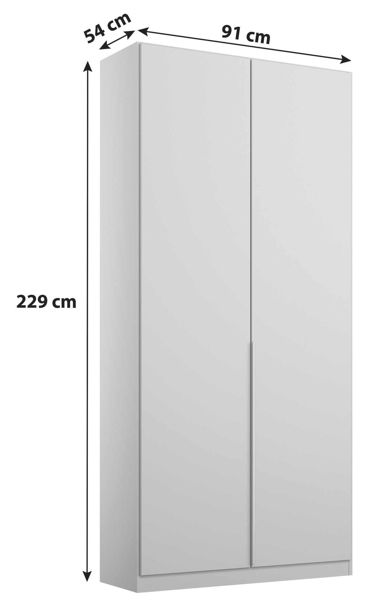 Drehtürenschrank B: 91 cm Alabama, Weiß - Weiß, MODERN, Holzwerkstoff (91/229/54cm) - Rauch Möbel
