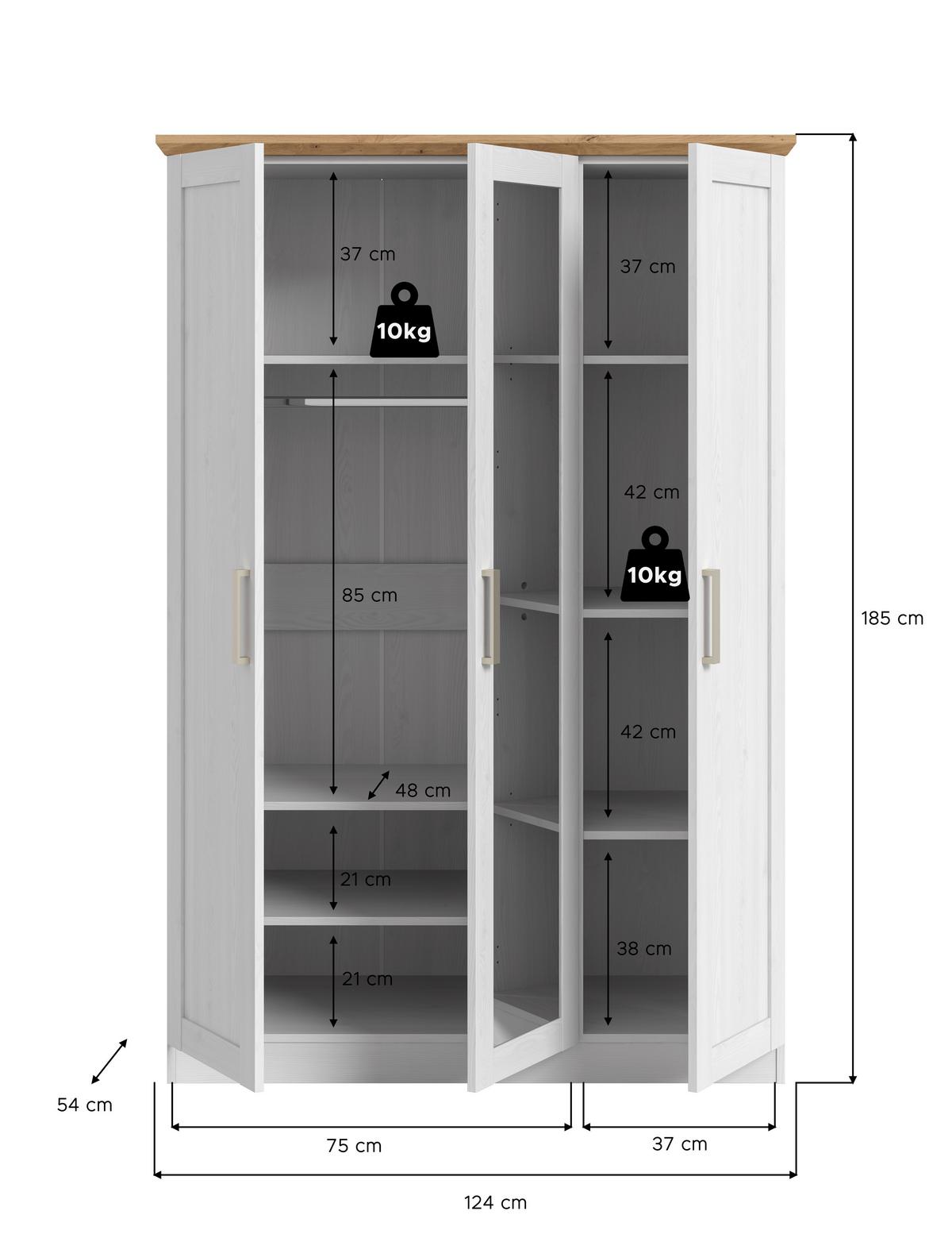 Drehtürenschrank Florenz Sibiu Lärche B: 124 Cm - MODERN, Holzwerkstoff (124/185/54cm) - MID.YOU
