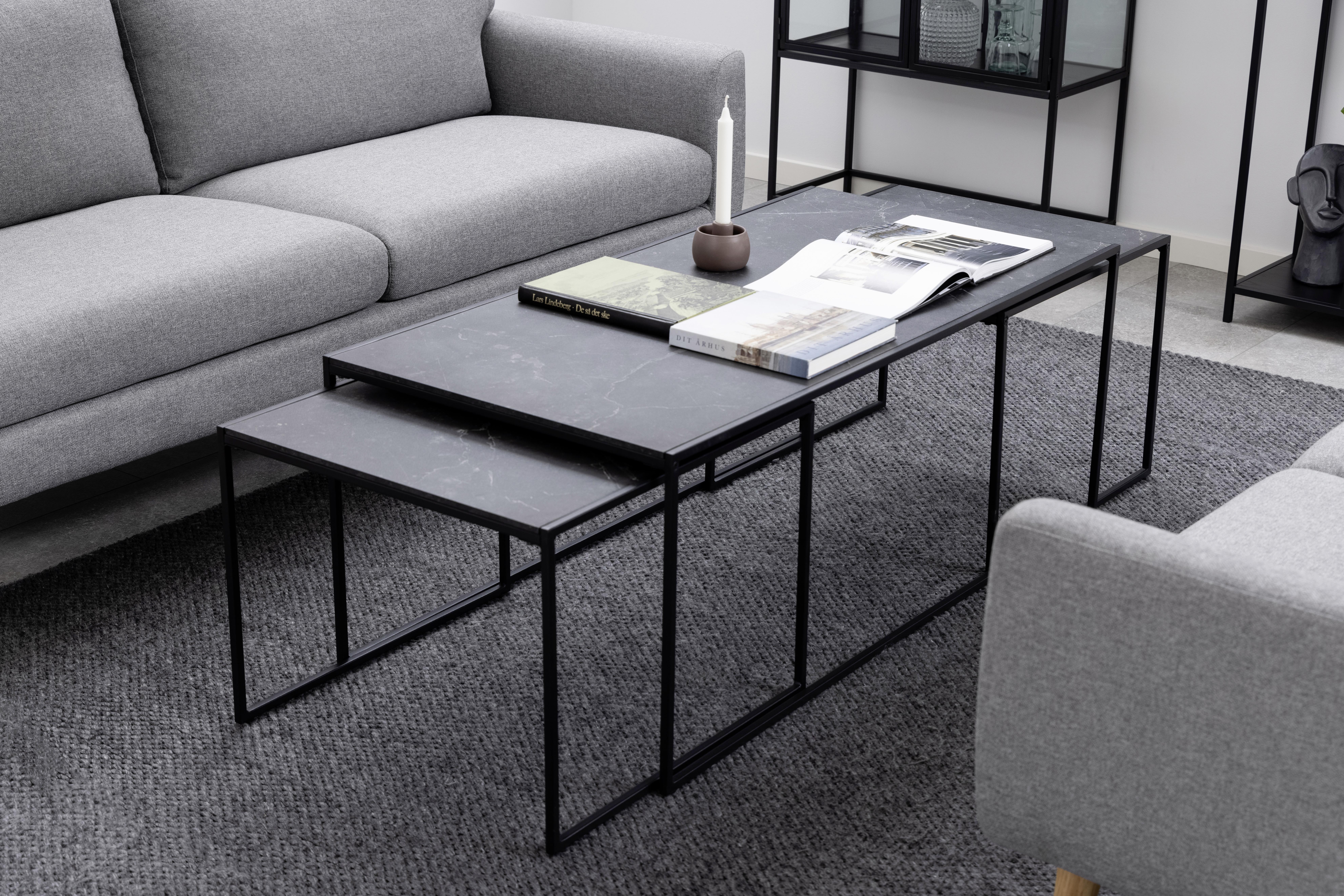 Couchtischset Infinity - Schwarz, KONVENTIONELL, Holzwerkstoff/Metall (56-120/56-60/44-48cm) - MID.YOU