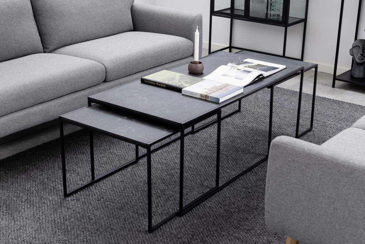 Couchtischset Infinity - Schwarz, KONVENTIONELL, Holzwerkstoff/Metall (56-120/56-60/44-48cm) - MID.YOU