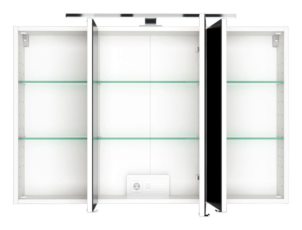 Spiegelschrank Pienza mit Led 3-Türig, Weiß - Weiß, Basics, Glas/Holzwerkstoff (100/64/20cm) - Held