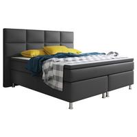Boxspringbett Mit Topper / Matratze 180x200 Cm Miami - Anthrazit/Silberfarben, KONVENTIONELL, Leder/Textil (200/125/210cm) - MID.YOU