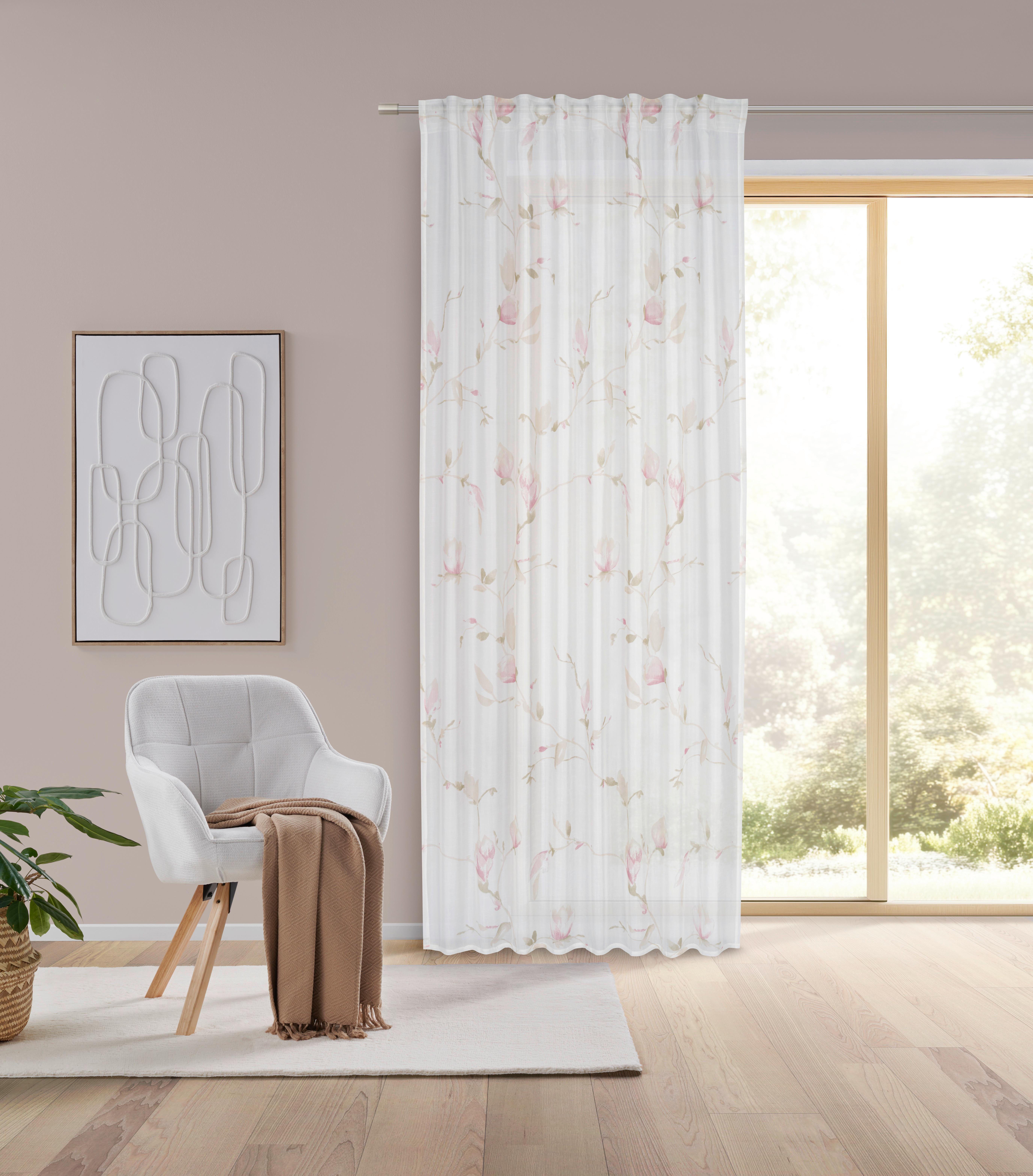 HOTOVÝ ZÁVĚS MAGNOLIA - růžová, textil (135/245cm) - Mömax