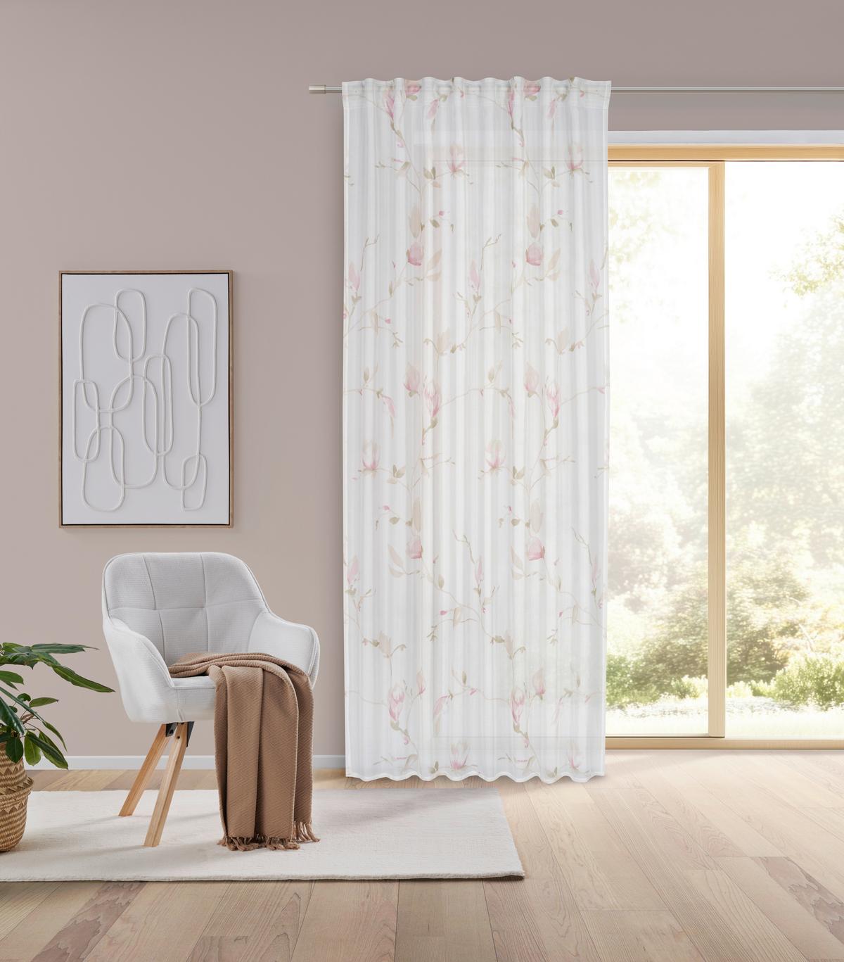 HOTOVÝ ZÁVĚS MAGNOLIA - růžová, textil (135/245cm) - Mömax