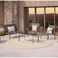 Loungegarnitur Helsinki Metall/glas - Dunkelgrau/Grau, MODERN, Glas/Textil - Luca Bessoni