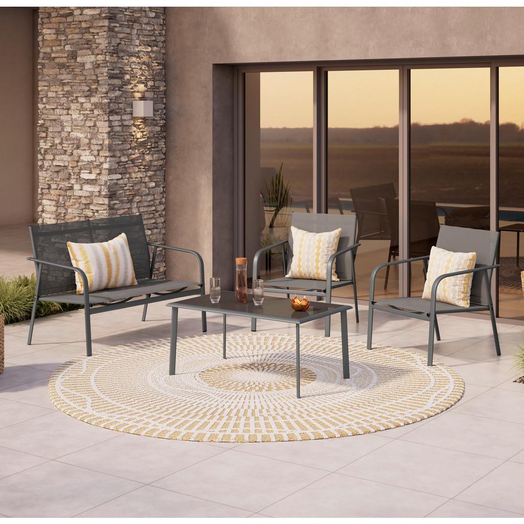 Loungegarnitur Helsinki Metall/glas