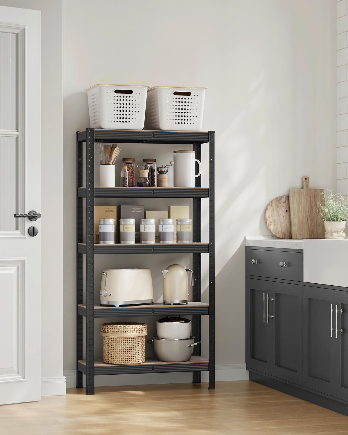 Schwerlastregal Shelving Braun/Schwarz B: 75 cm - Schwarz/Braun, Basics, Holzwerkstoff/Metall (75/150/30cm)