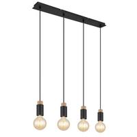 Hängeleuchte 54045-4h - Dunkelbraun/Schwarz, Design, Holz/Kunststoff (75/8/120cm) - Globo