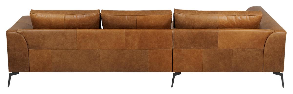 Ecksofa Berlin Cognac S: 172 cm - Cognac/Schwarz, Design, Leder (172/313cm) - Livetastic