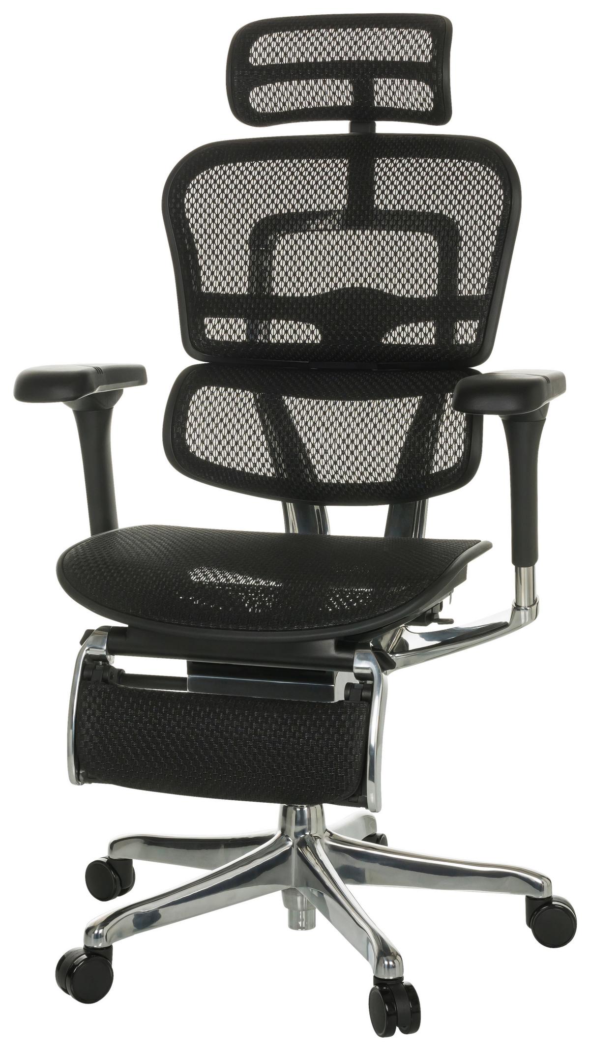 Drehstuhl Ergohuman Plus Legpro I - Schwarz/Grau, Basics, Kunststoff/Textil (68/118-141/64cm) - MID.YOU