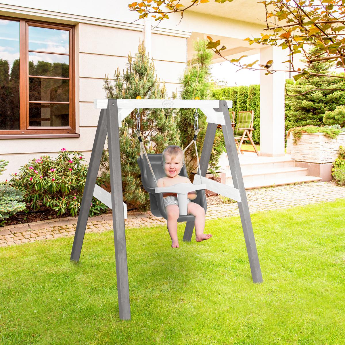 Schaukel A030.301.11 - Weiß/Grau, KONVENTIONELL, Holz/Kunststoff (120/134/103cm) - Ambia Garden
