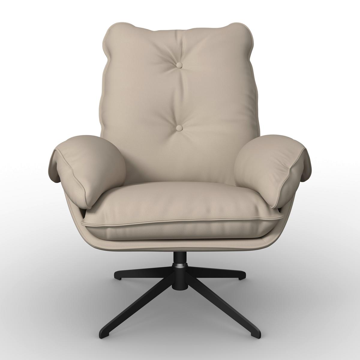 Relaxační křeslo ANDREA, béžová, s taburetem - černá/béžová, Moderní, kov/dřevo (82/105/80cm) - Bessagi Home