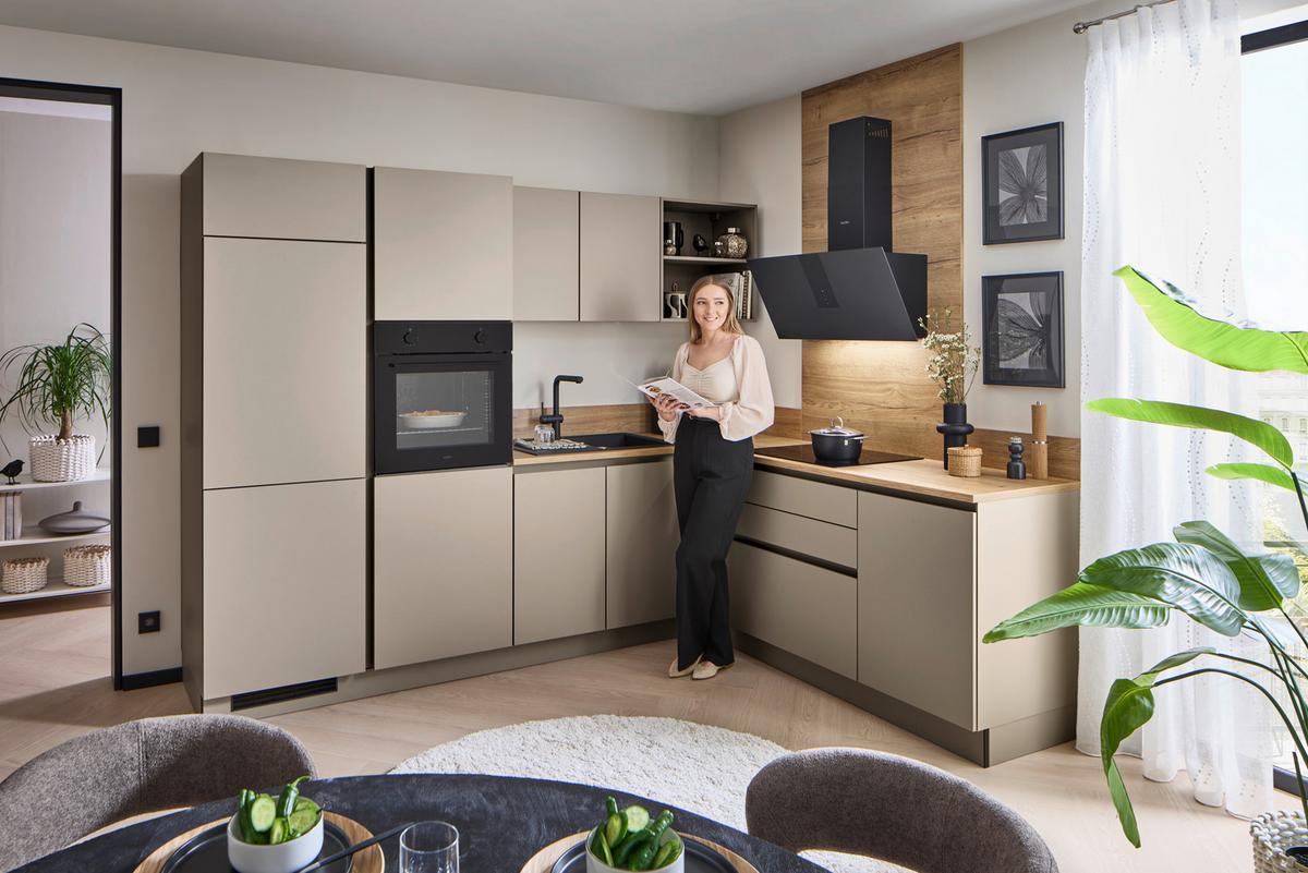 Eckküche Win - Eichefarben/Creme, MODERN, Holzwerkstoff (278,2/205,2cm) - Express-Kuechen