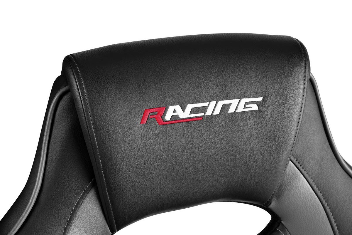 Gaming Stuhl Racing Kappa Mit Wippmechanik Schwarz/grau - Schwarz/Grau, Basics, Holz/Kunststoff (68,5/112-123/65,5cm)