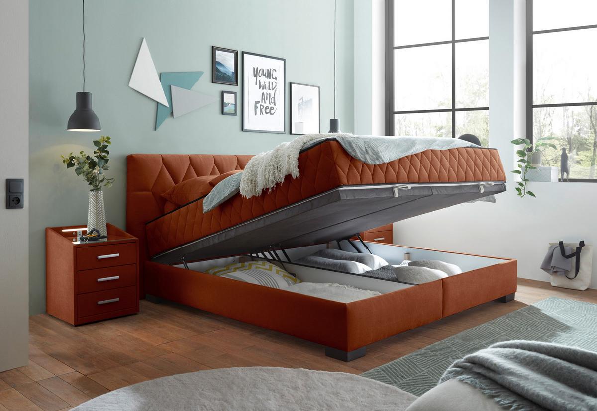 Boxbett Nagol B - Cognac/Schwarz, MODERN, Holzwerkstoff/Textil (180/200cm) - MID.YOU