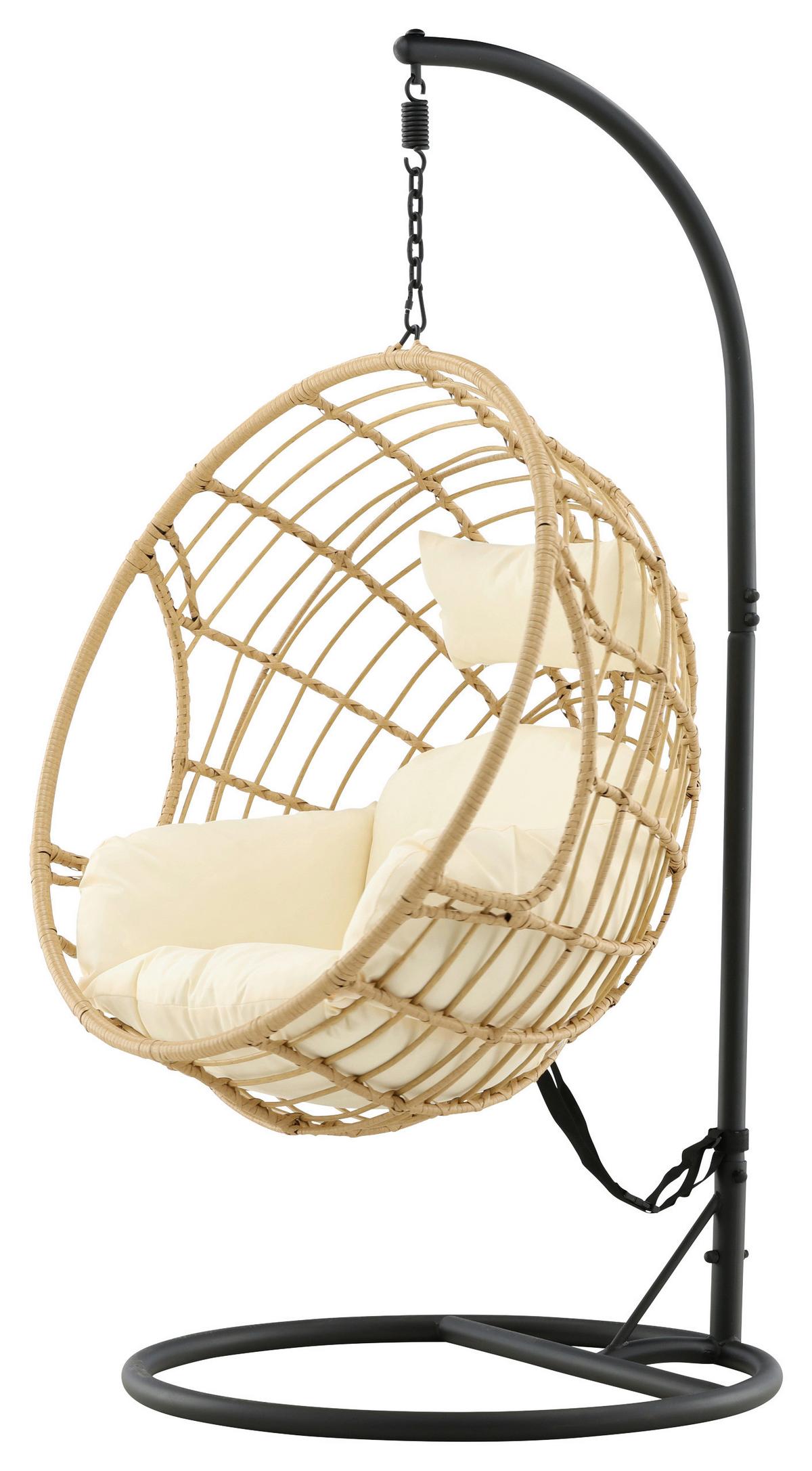 Hängesessel Mit Gestell Viga Mit Sitz- Und Rückenkissen - KONVENTIONELL, Holz (105/186/160cm) - Gardenson