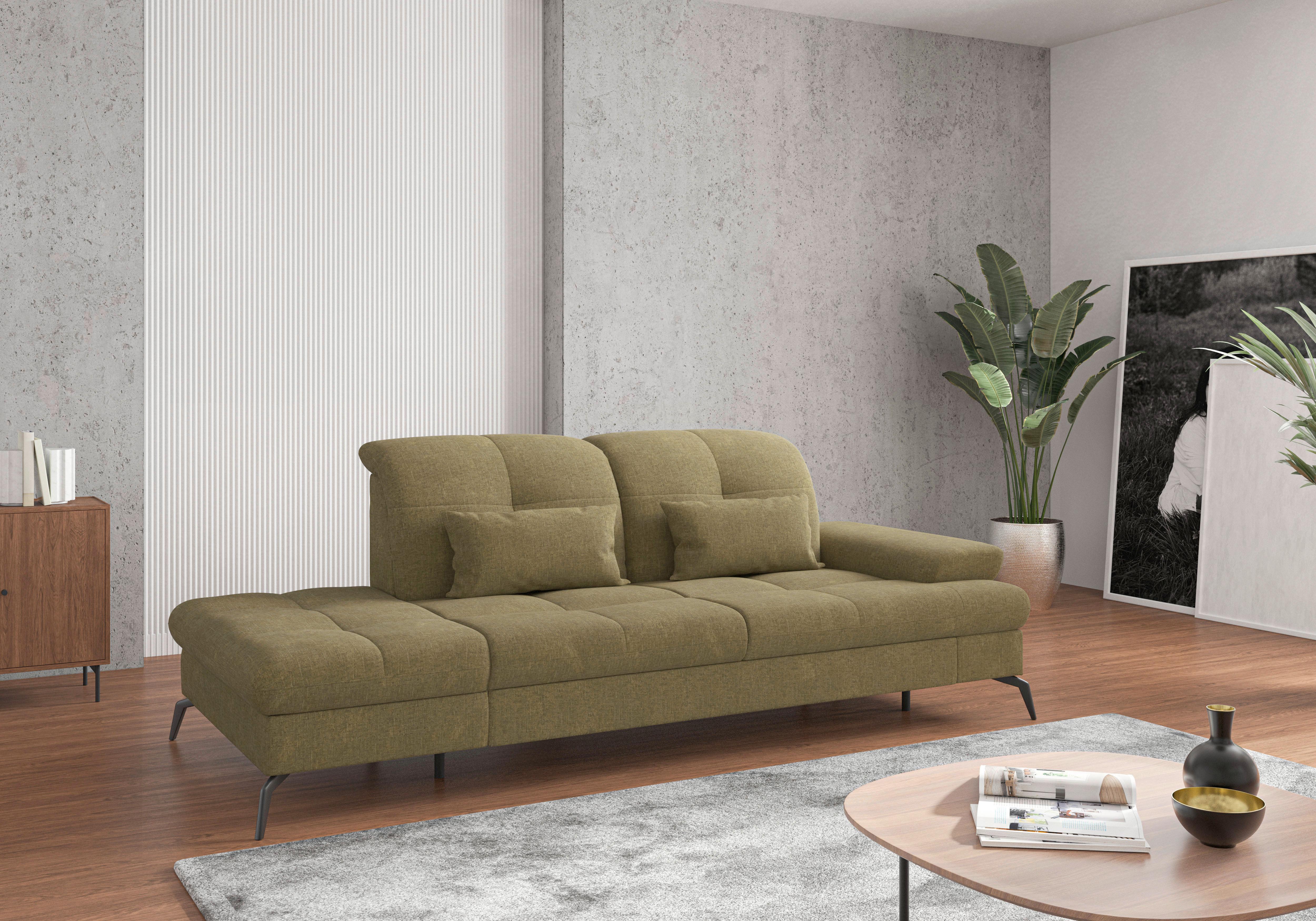 Récamiere Amica E, Olivgrün B: 231 Cm - Schwarz/Olivgrün, KONVENTIONELL, Textil (231/90/122cm) - Sit & More