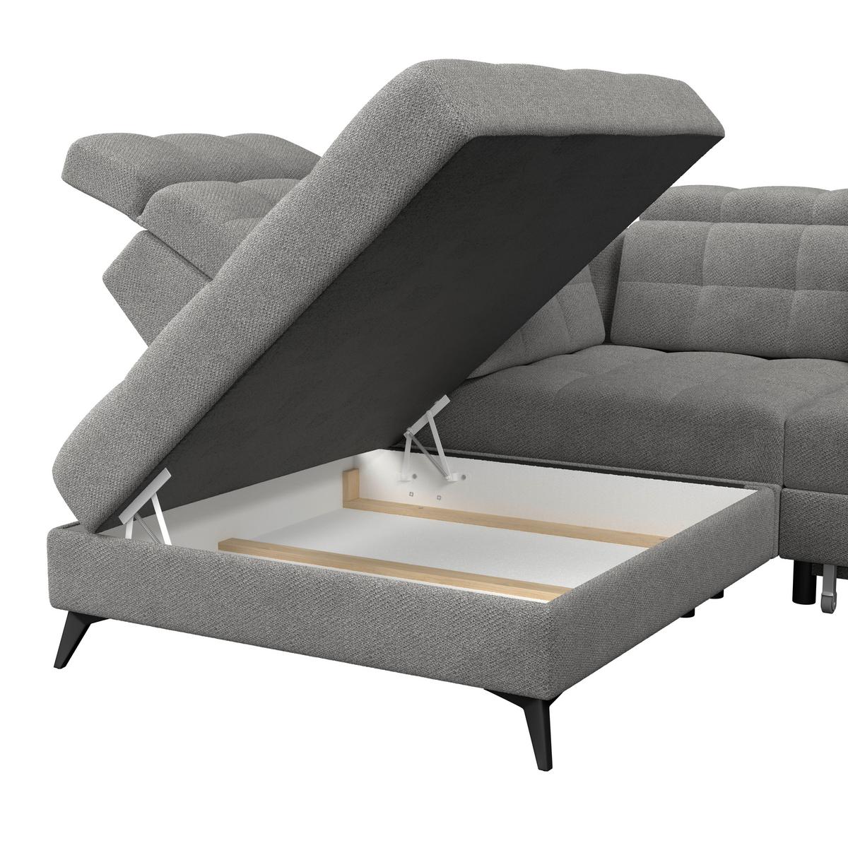 Ecksofa Barletta New Veloaurs Dunkelgrau, 228x289cm - Dunkelgrau/Schwarz, ROMANTIK / LANDHAUS, Textil (228/289cm) - Luca Bessoni