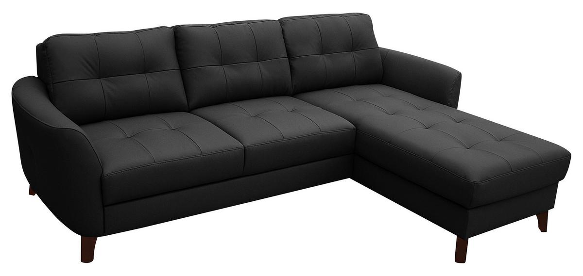 Ecksofa Nordic Schwarz S: 238x168 Cm - Buchefarben/Schwarz, Design, Leder/Textil (238/168cm) - Livetastic