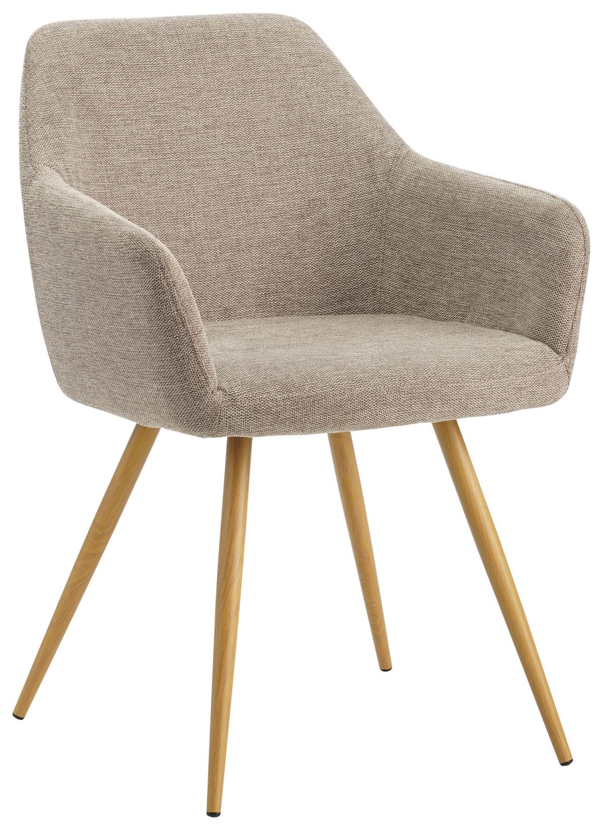 Armlehnstuhl Melinda Grau Gepolstert - Beige/Naturfarben, MODERN, Textil/Metall (56/81,5/63cm) - MID.YOU