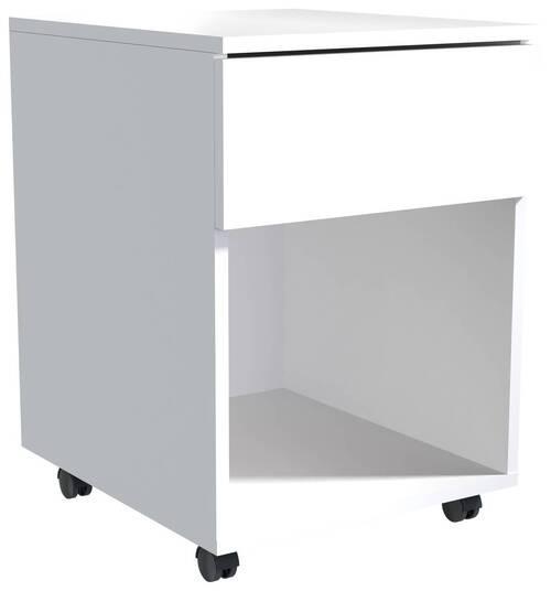 Rollcontainer Weiß Dalrosa 39x55x45 cm - Weiß, MODERN, Holzwerkstoff/Kunststoff (39/55/45cm) - MID.YOU