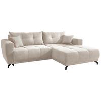 Ecksofa mit Liegefunktion Restato Beige Cord - Beige/Schwarz, MODERN, Holz/Textil (246/177cm) - MID.YOU