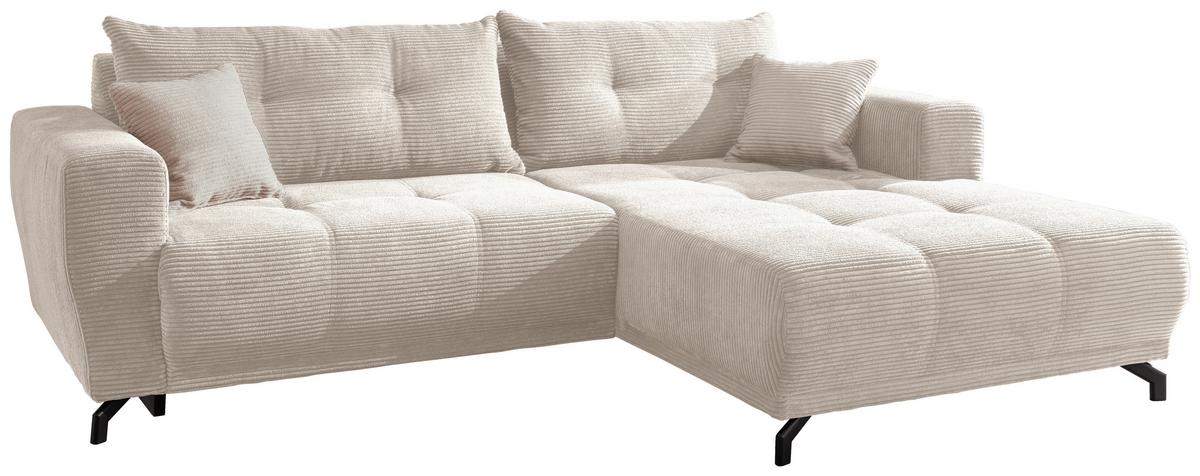 Ecksofa mit Liegefunktion Restato Beige Cord - Beige/Schwarz, MODERN, Holz/Textil (246/177cm) - MID.YOU