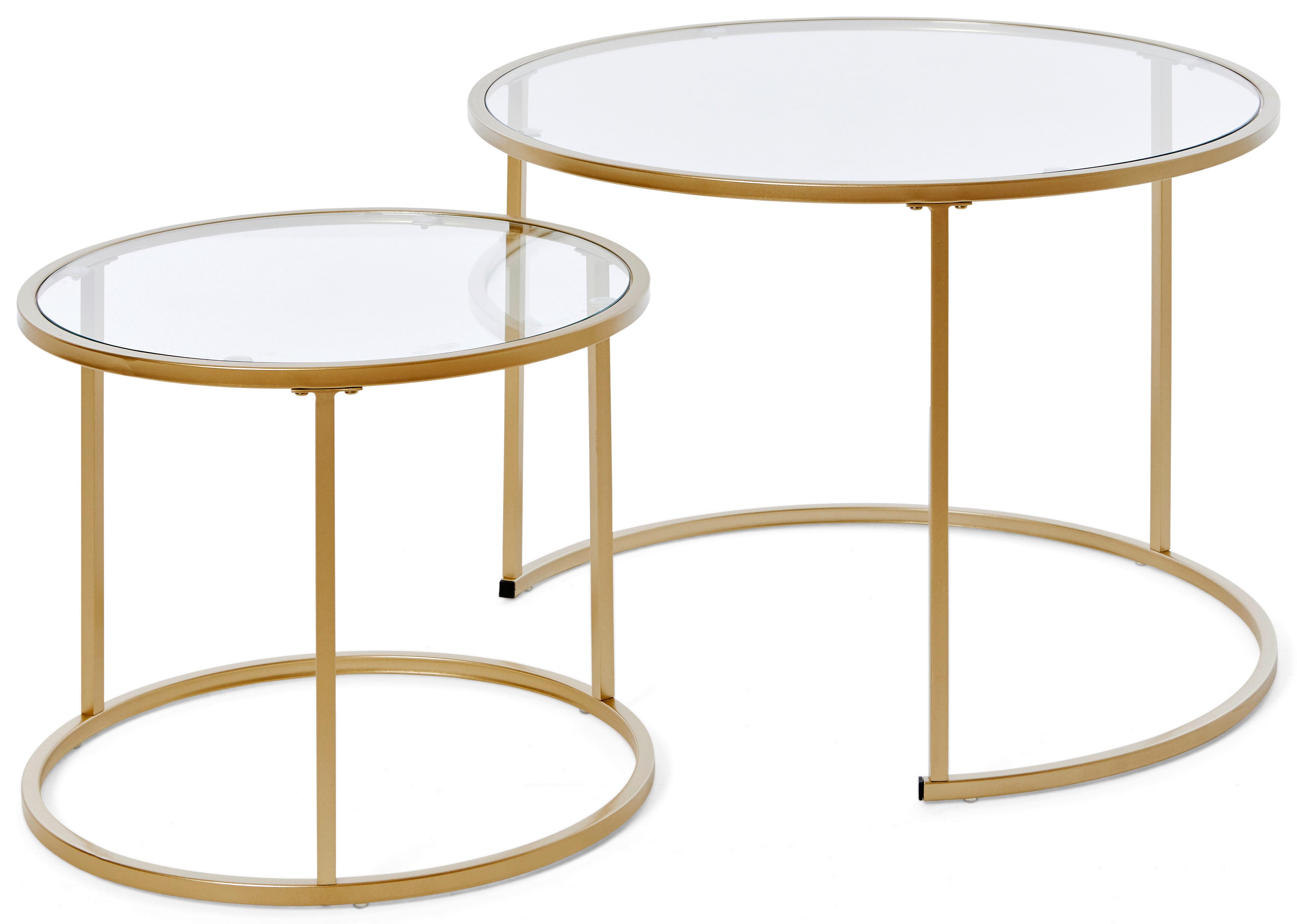 SATZTISCH SOL COFFEE SET - Klar/Goldfarben, KONVENTIONELL, Glas/Metall (73,4/73,4/50cm) - Livetastic