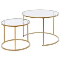 SATZTISCH SOL COFFEE SET - Klar/Goldfarben, KONVENTIONELL, Glas/Metall (73,4/73,4/50cm) - Livetastic